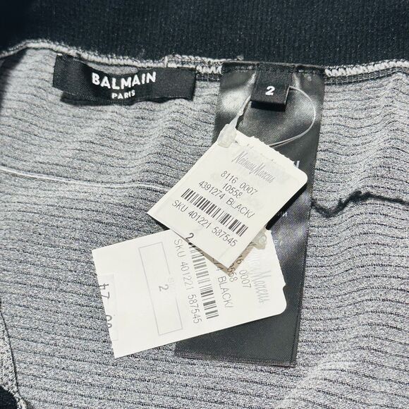 Balmain Moto Paneled Seamless Leggings 2 Black Stretch Elastic Waist NWT $1,150 - Picture 11 of 15